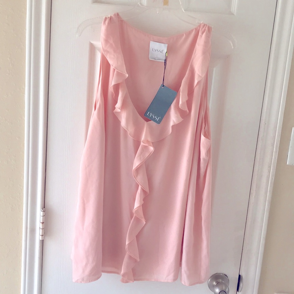 Lysee fully lined v neckline with cascading ruffle.